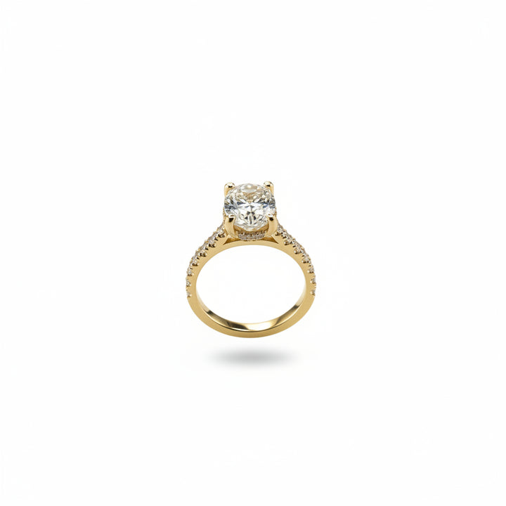 14K Yellow Gold Lab Diamond Oval Cut Engagement Ring