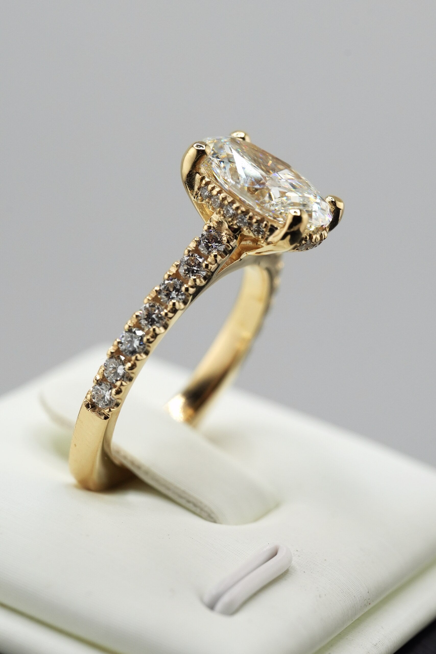 14K Yellow Gold Lab Diamond Oval Cut Engagement Ring