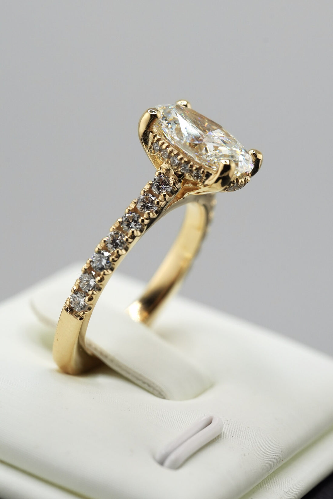 14K Yellow Gold Lab Diamond Oval Cut Engagement Ring