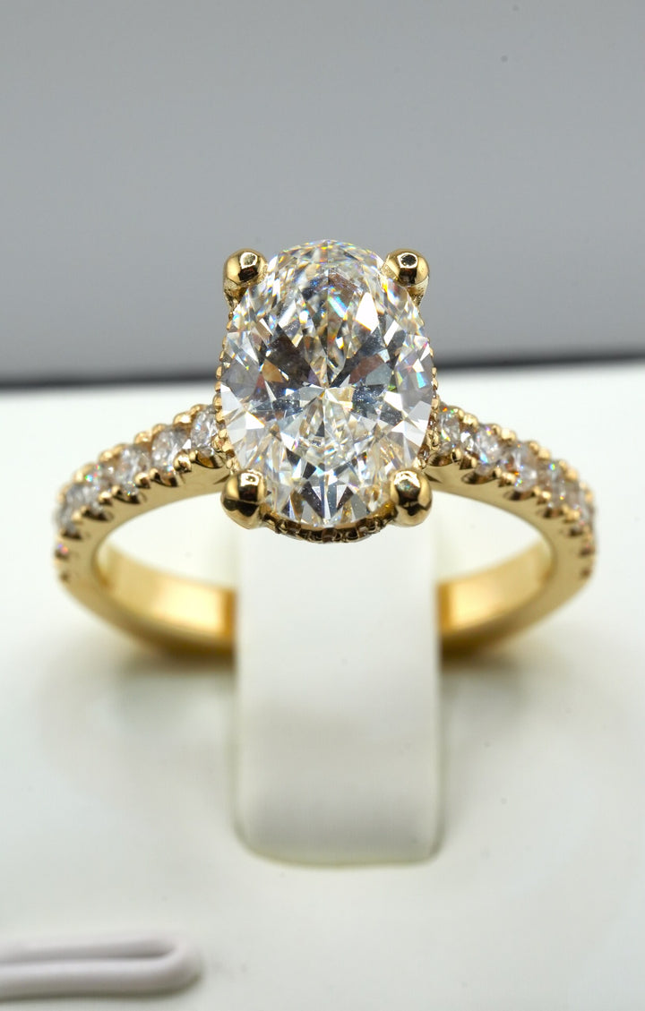 14K Yellow Gold Lab Diamond Oval Cut Engagement Ring