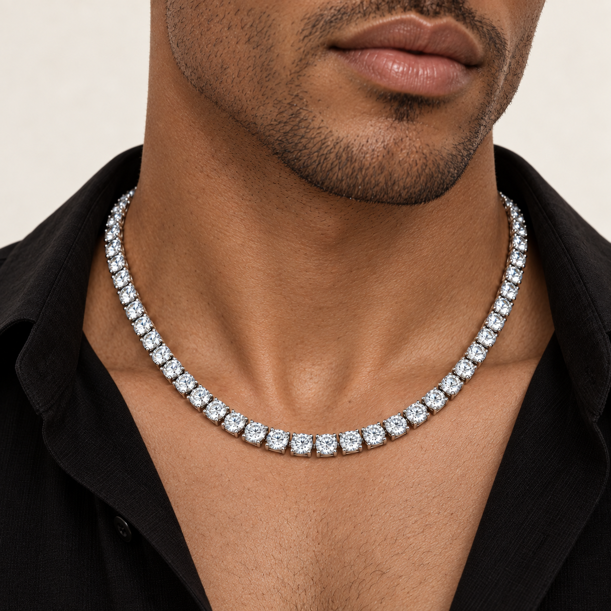 14K White Gold Lab Diamond Tennis Chain, 46.10ctw - 22"