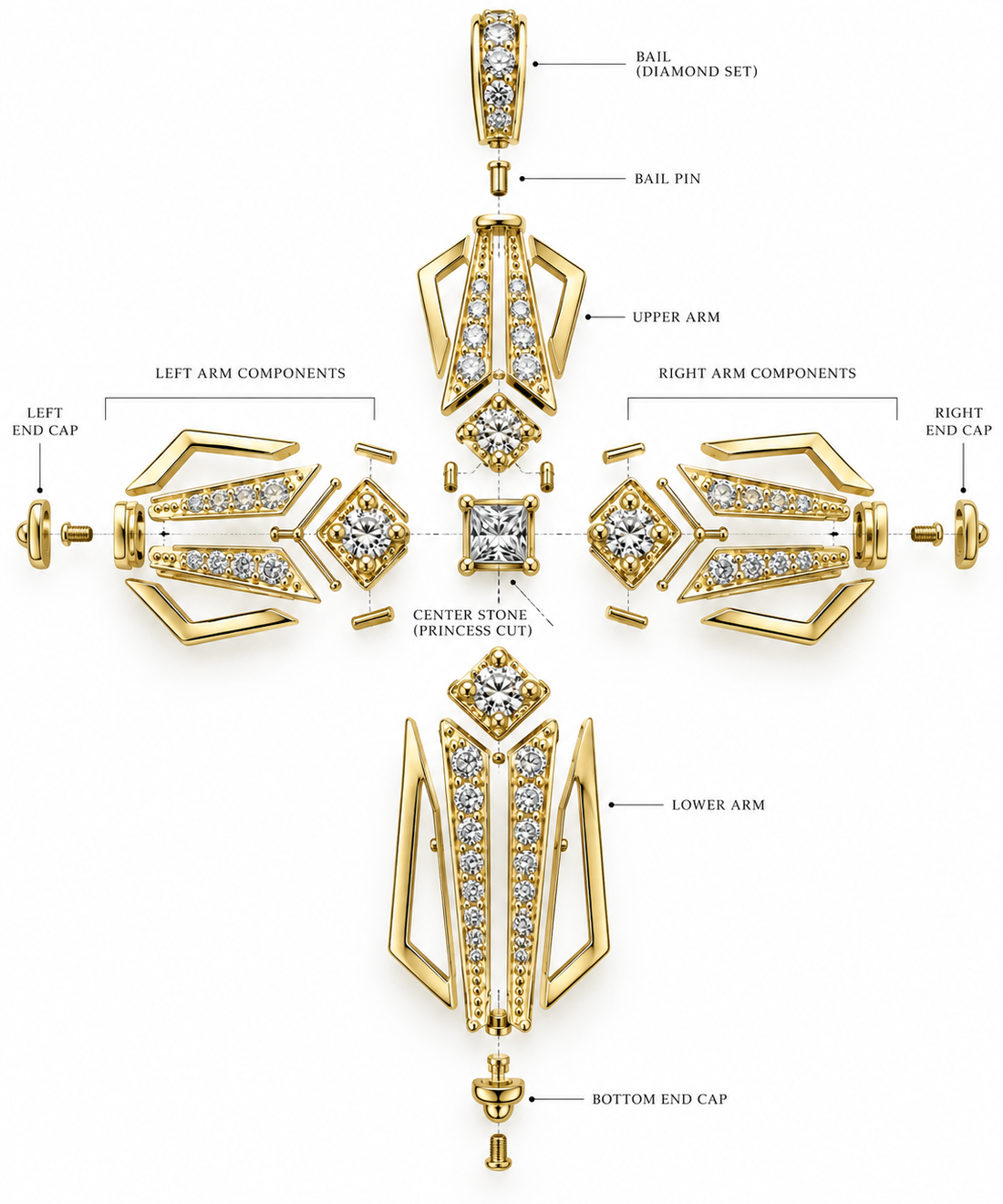 10K Yellow Gold Lab Diamond Cross Pendant