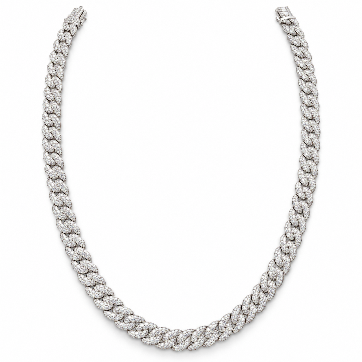 10K White Gold Lab Diamond Cuban Link Necklace, 20.93ctw - 22"