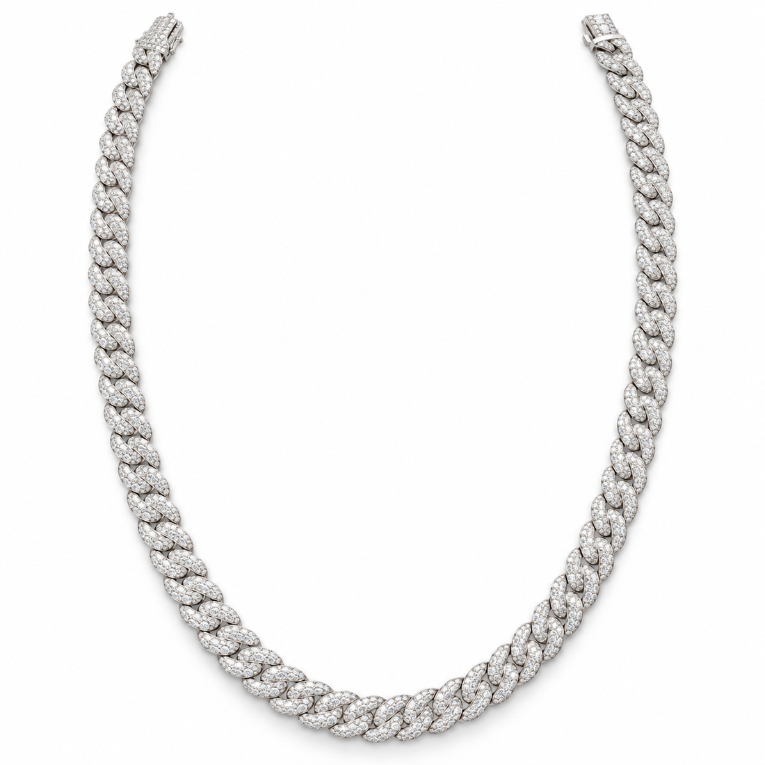 10K White Gold Lab Diamond Cuban Link Necklace, 20.93ctw - 22"