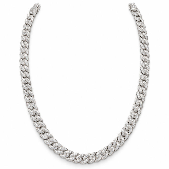 10K White Gold Lab Diamond Cuban Link Necklace, 20.93ctw - 22"