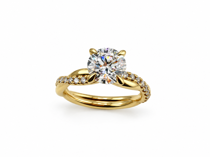 10K Yellow Gold 1.52ct Lab Diamond Round Cut Engagement Ring
