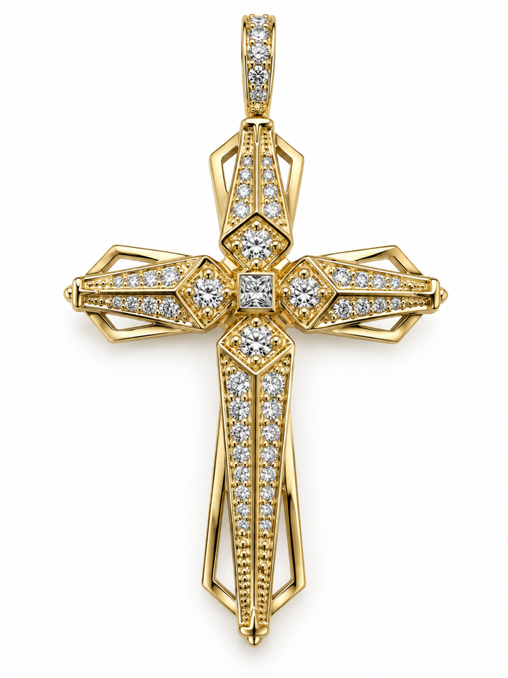 10K Yellow Gold Lab Diamond Cross Pendant