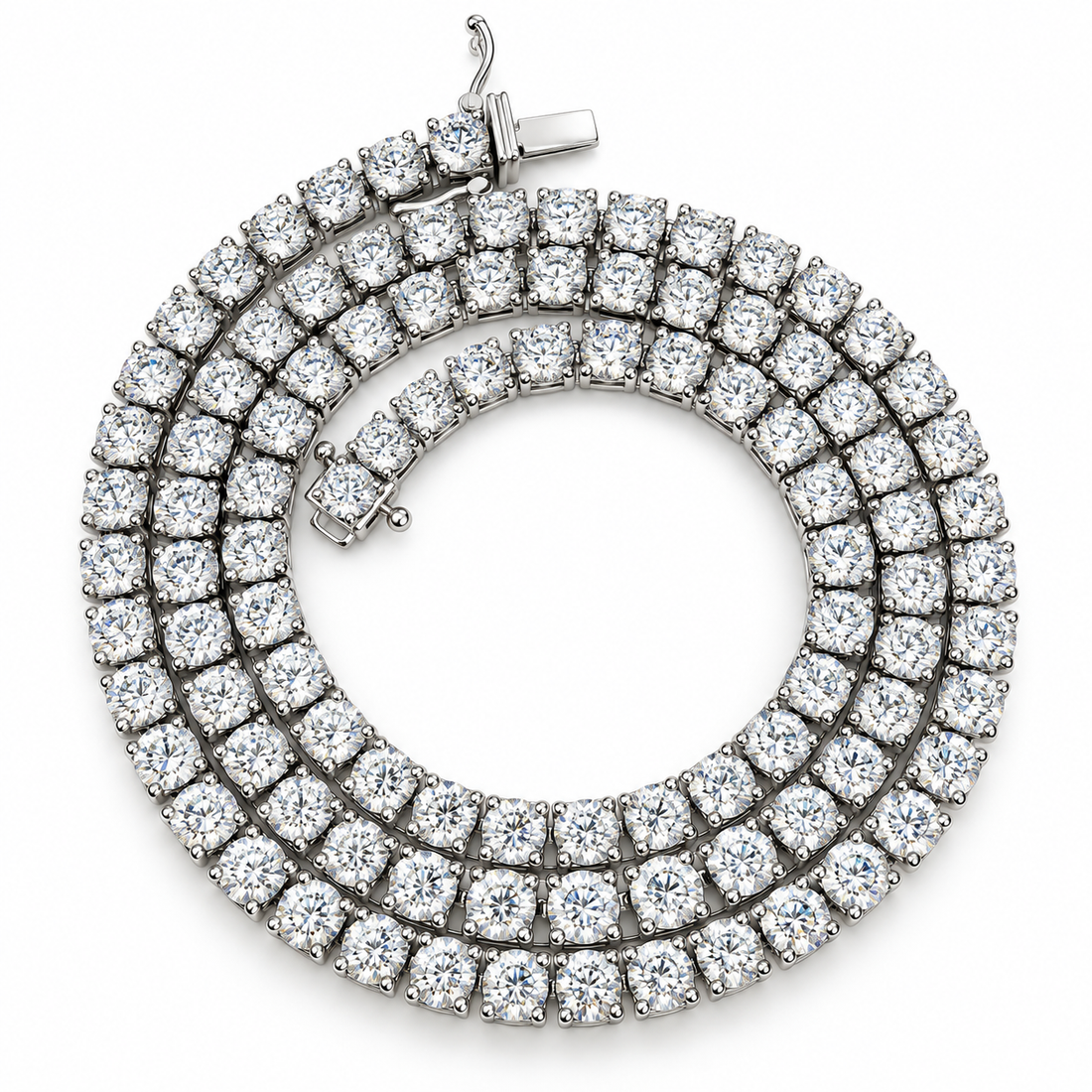 14K White Gold Lab Diamond Tennis Chain, 46.10ctw - 22"