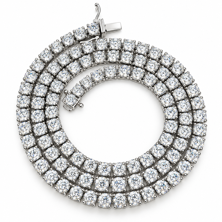 14K White Gold Lab Diamond Tennis Chain, 46.10ctw - 22"