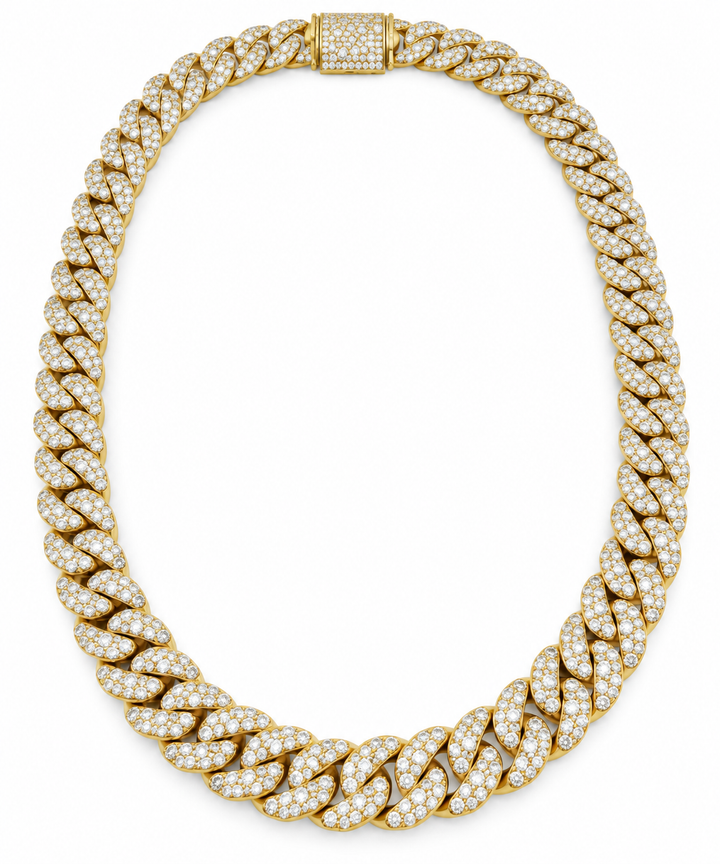 10K Yellow Gold Lab Diamond Cuban Link Necklace, 25.10ctw - 22"