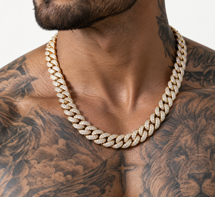 10K Yellow Gold Lab Diamond Cuban Link Necklace, 25.10ctw - 22"