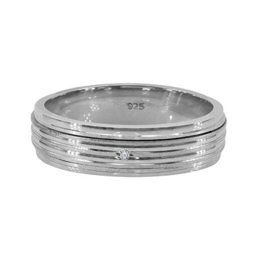 Satin Spin Ring with Cubic Zirconia - ACZ1662