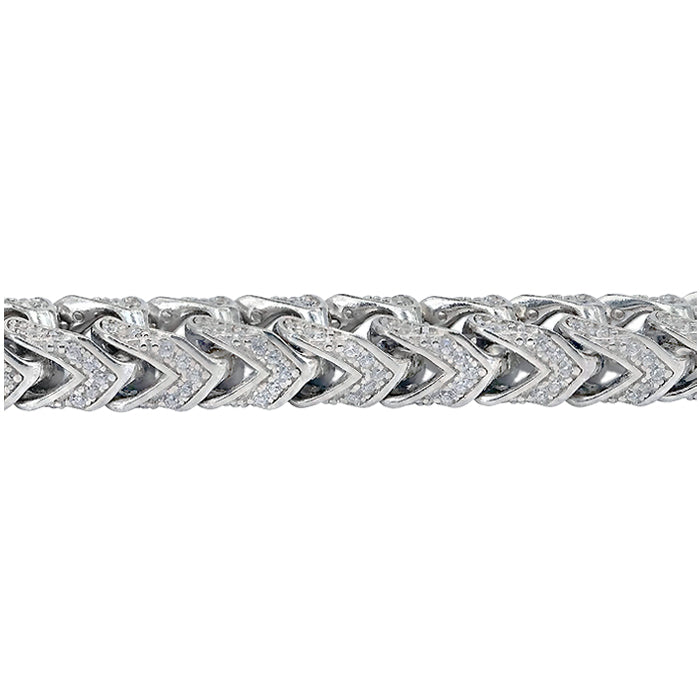 6mm Franco Chain Bracelet with Cubic Zirconia - 8.5 inch