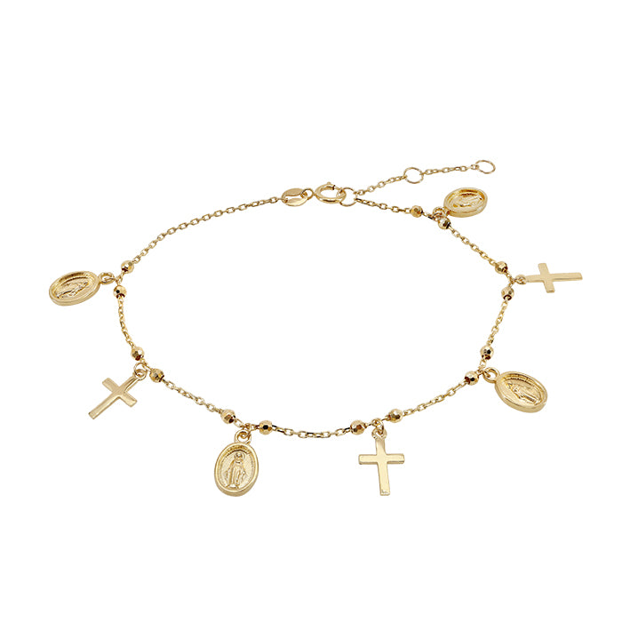 Virgin Mary and Cross Charm Bracelet