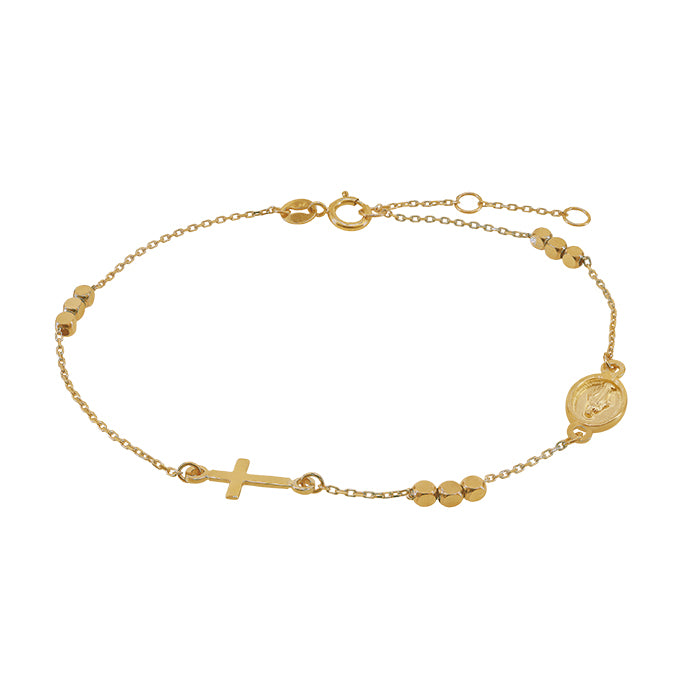 Virgin Mary and Cross Charm Bracelet