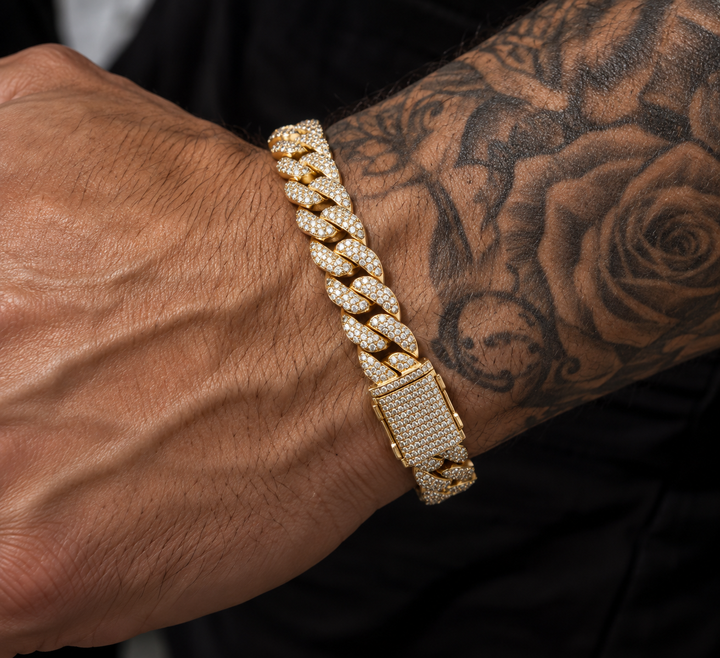 10K Yellow Gold Lab Diamond Cuban Link Bracelet, 9.41ctw - 8"