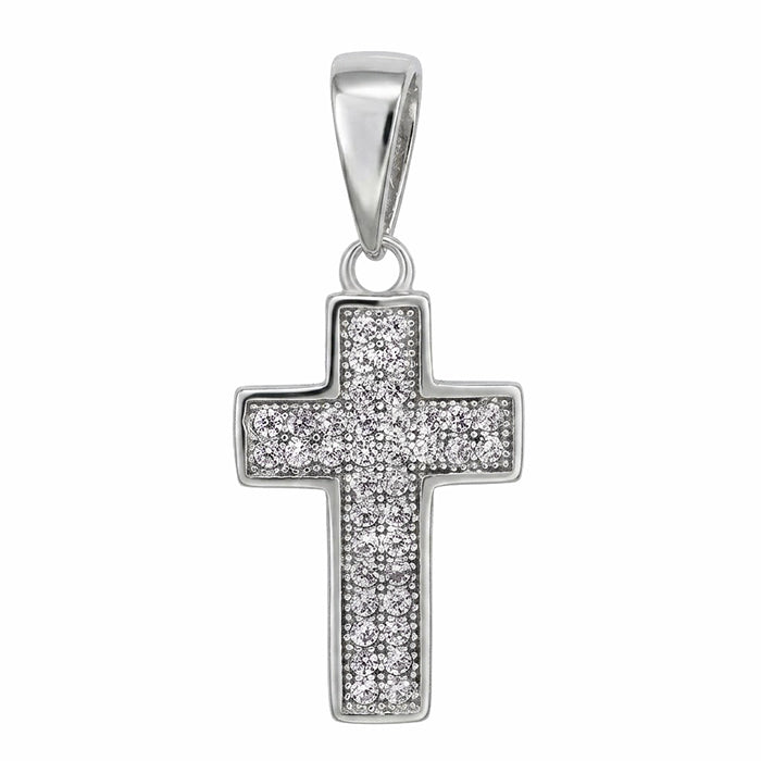 Cross Pendant with Cubic Zirconia, 11x17mm