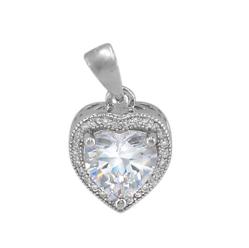 Heart Solitaire Pendant, 12x11mm