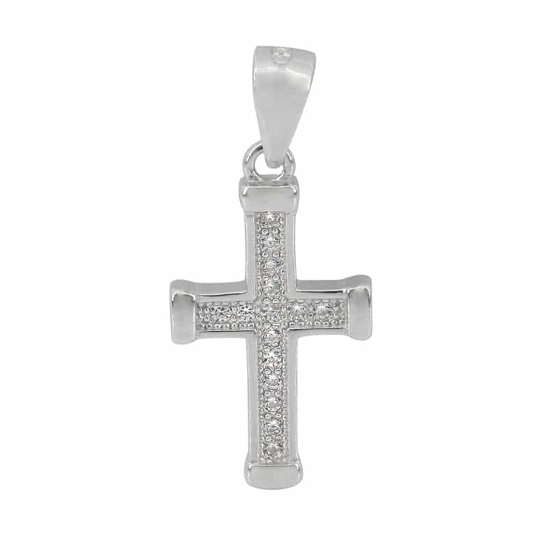 Cross Pendant with Cubic Zirconia, 18x11mm