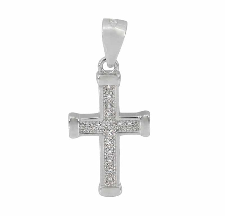 Cross Pendant with Cubic Zirconia, 18x11mm