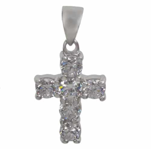 Faceted Cross Shape Stone Pendant, 16x12mm
