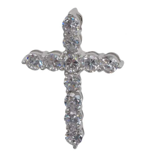 Faceted Cross Shape Stone Pendant, 24x17mm