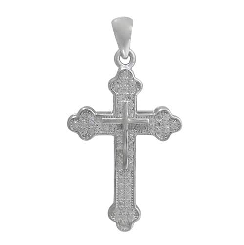 Cross Pendant with Faceted Stone, 28x19mm