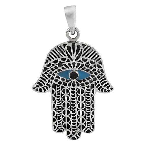 Hamsa Pendant with Evil Eye, 32x26mm