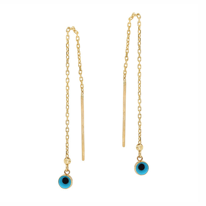 4mm Evil Eye Earrings with 2" Cable Link