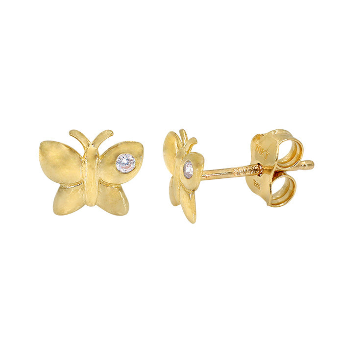 7x7mm Butterfly Stud Earrings with Cubic Zirconia