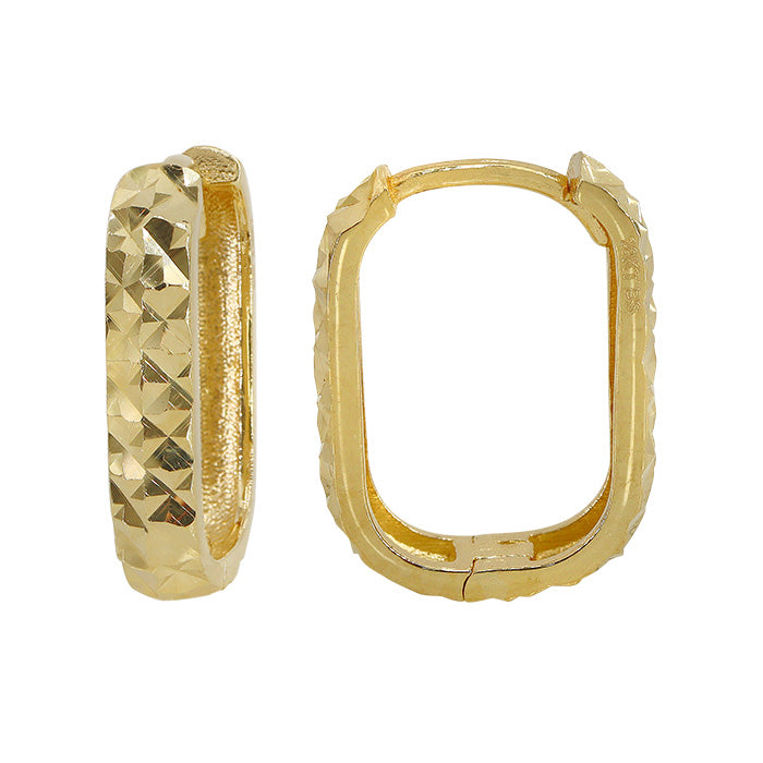 10x14mm Diamond Cut Rectangular Hoop Earrings
