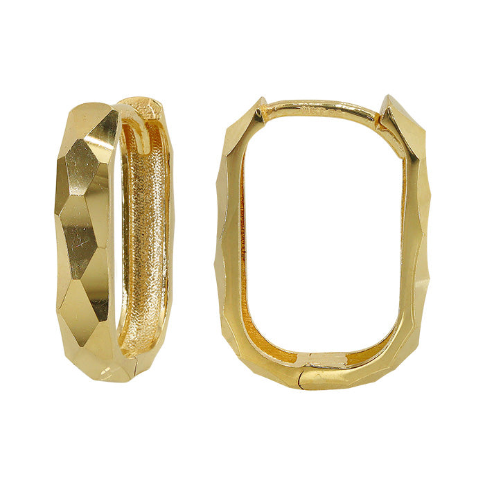 10x14mm Diamond Cut Rectangular Hoop Earrings