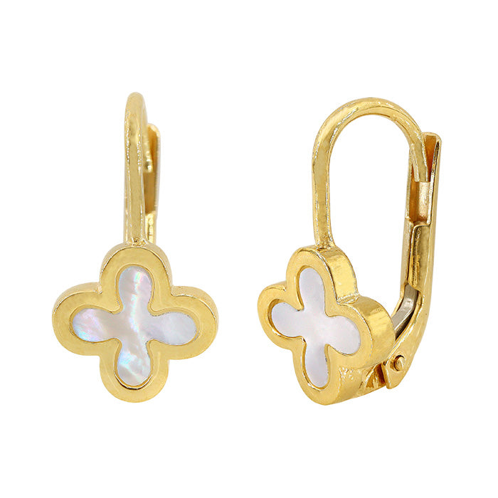 4 Leaf Clover Earrings with Mother of Pearl