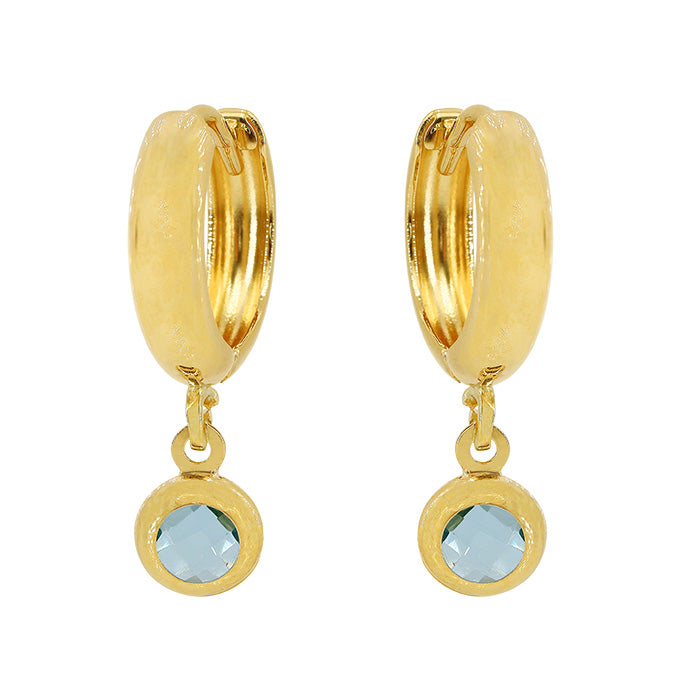 12.5mm Hoop Earrings with 5mm Blue Topaz