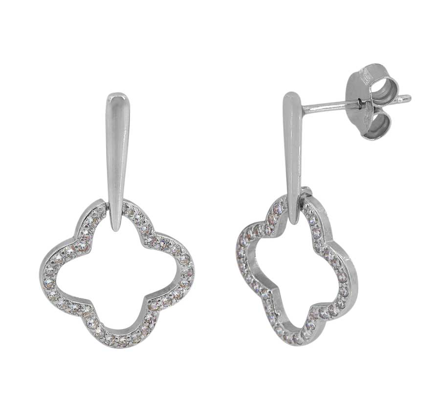 4 Leaf Clover Stud Earrings with Cubic Zirconia