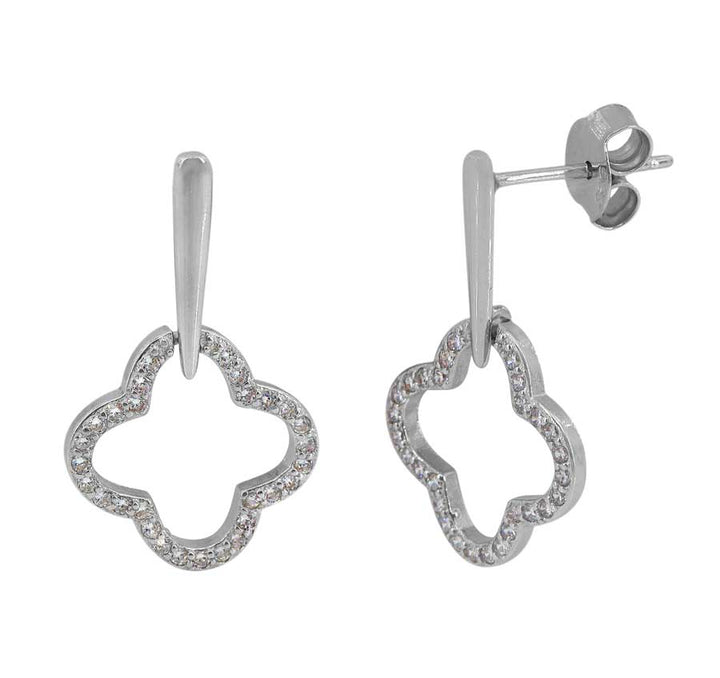 4 Leaf Clover Stud Earrings with Cubic Zirconia