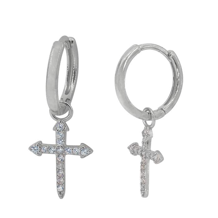 Cross Stud Earrings with Cubic Zirconia