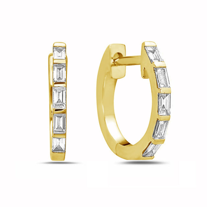 Yellow Gold Diamond Hoop Earrings, .22ctw