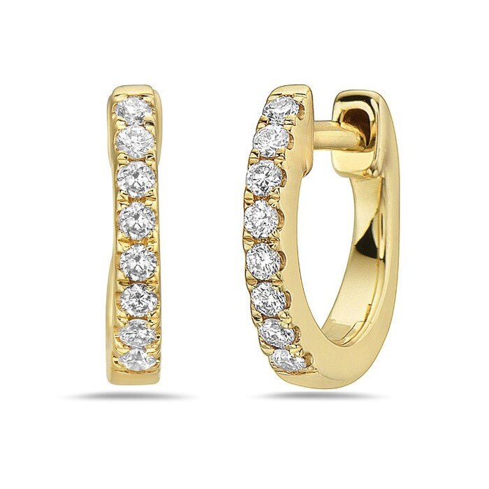 Yellow Gold Diamond Hoop Earrings, .15ctw