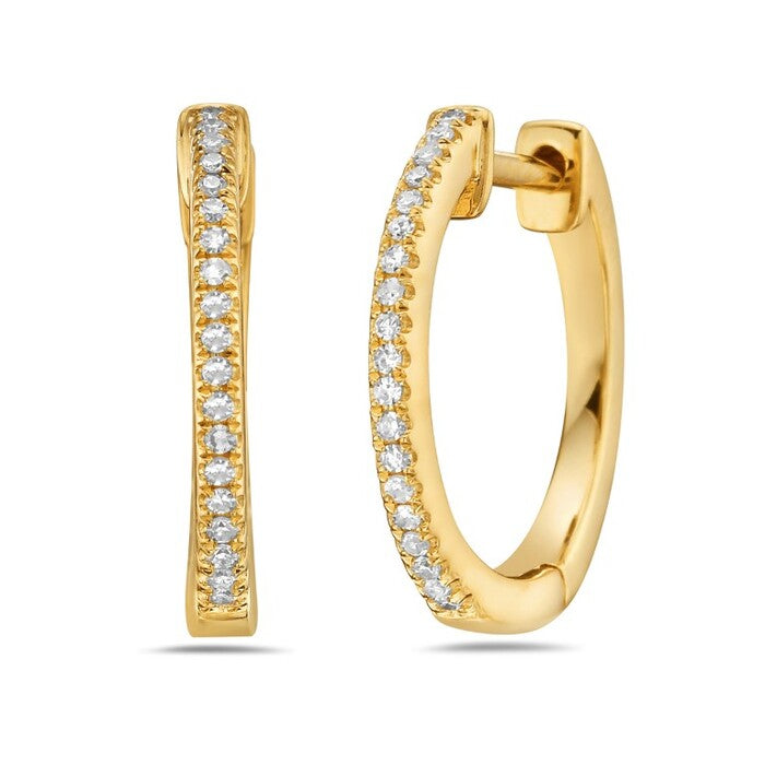 Yellow Gold Diamond Hoop Earrings, .09ctw