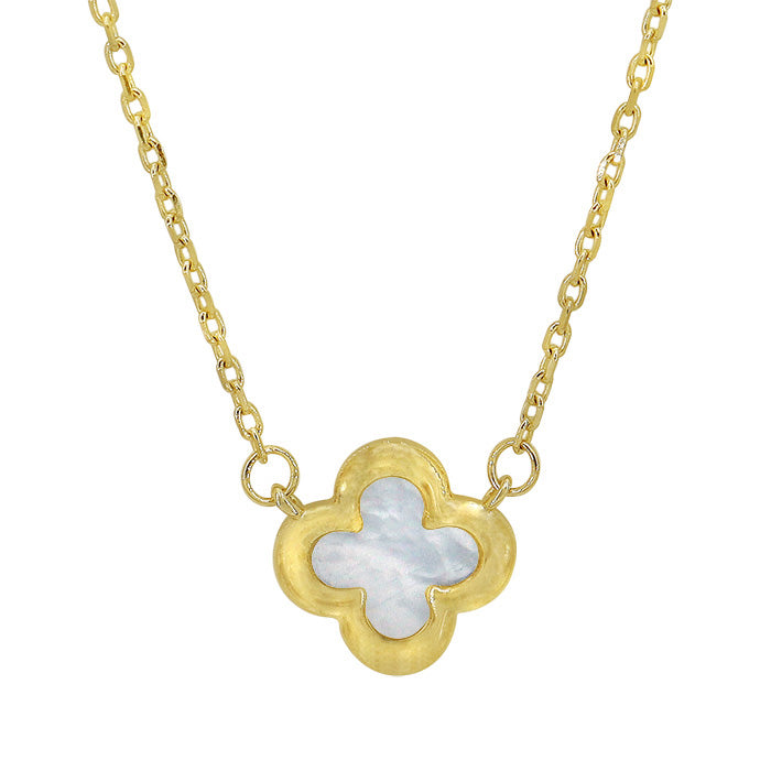 9mm 4 Leaf Clover Necklace with Mother of Pearl