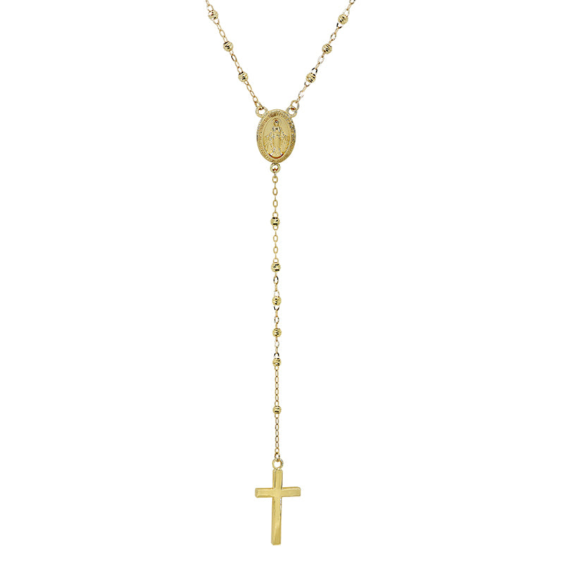 Rosary Necklace with Diamond Cut Beads