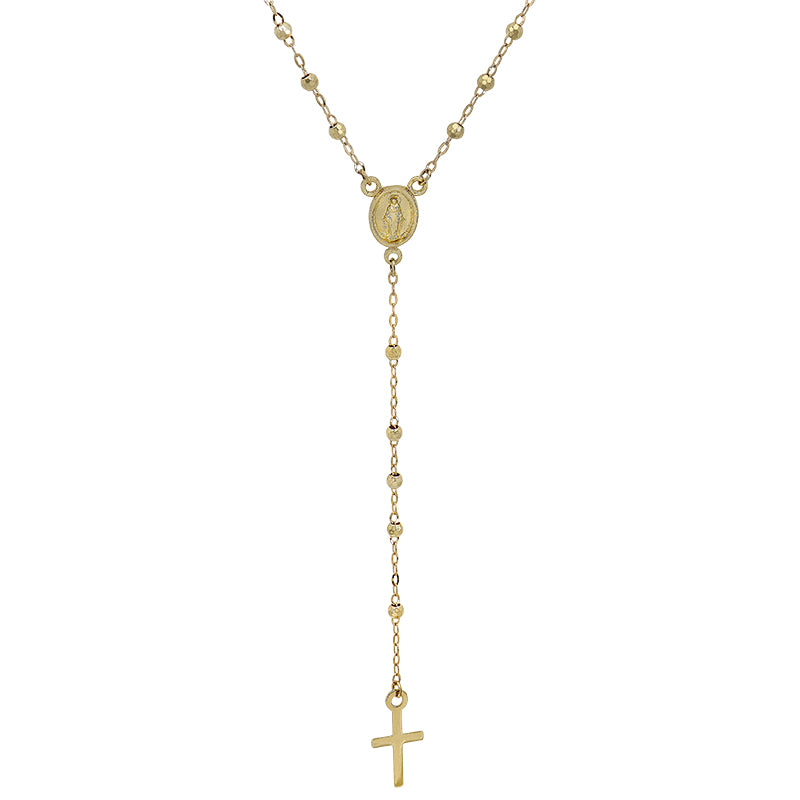 Rosary Necklace with Diamond Cut Beads