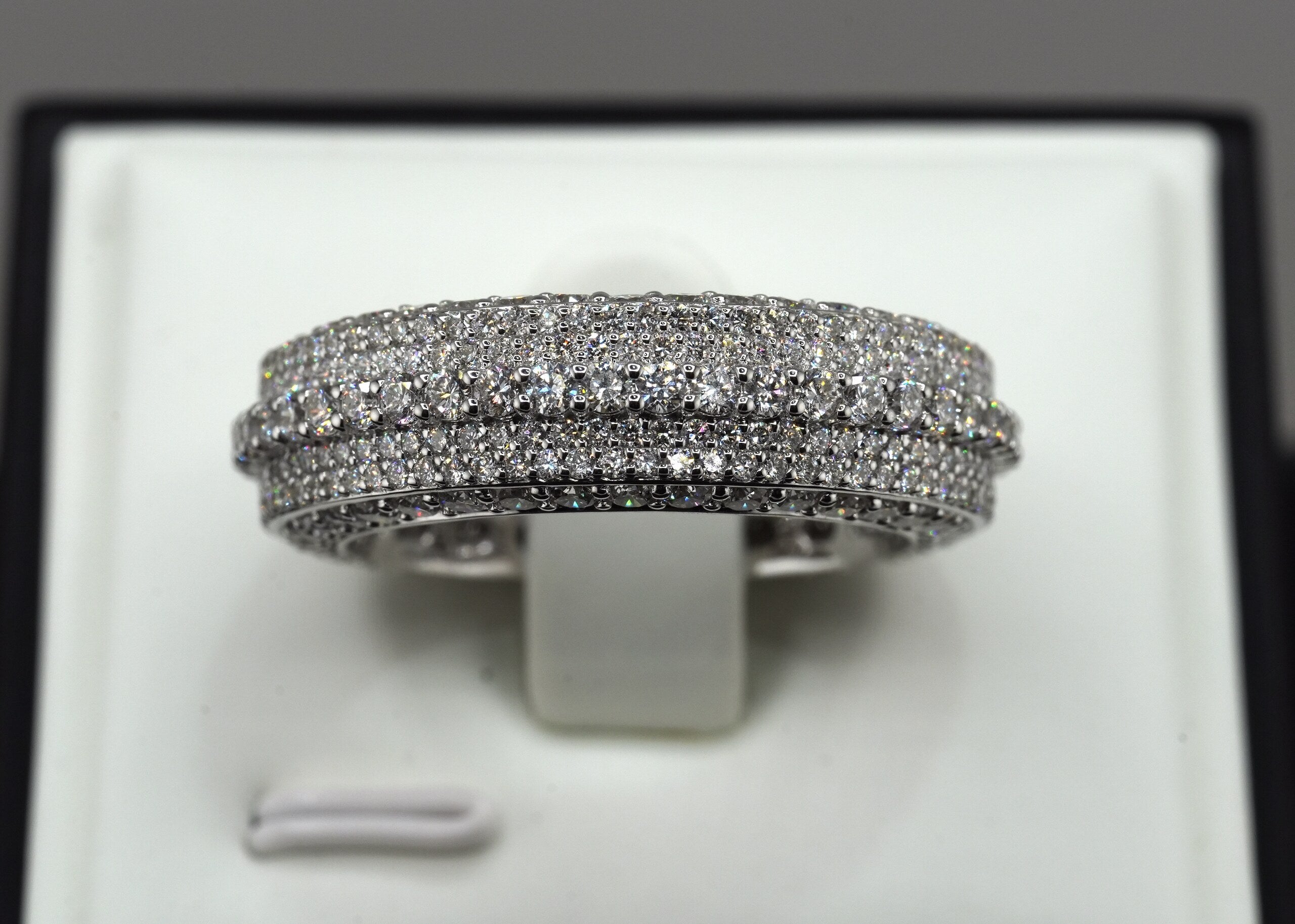 10K White Gold Lab Diamond Men's Fancy Band Ring