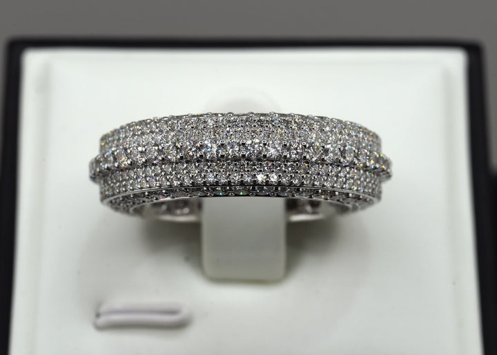 10K White Gold Lab Diamond Men's Fancy Band Ring