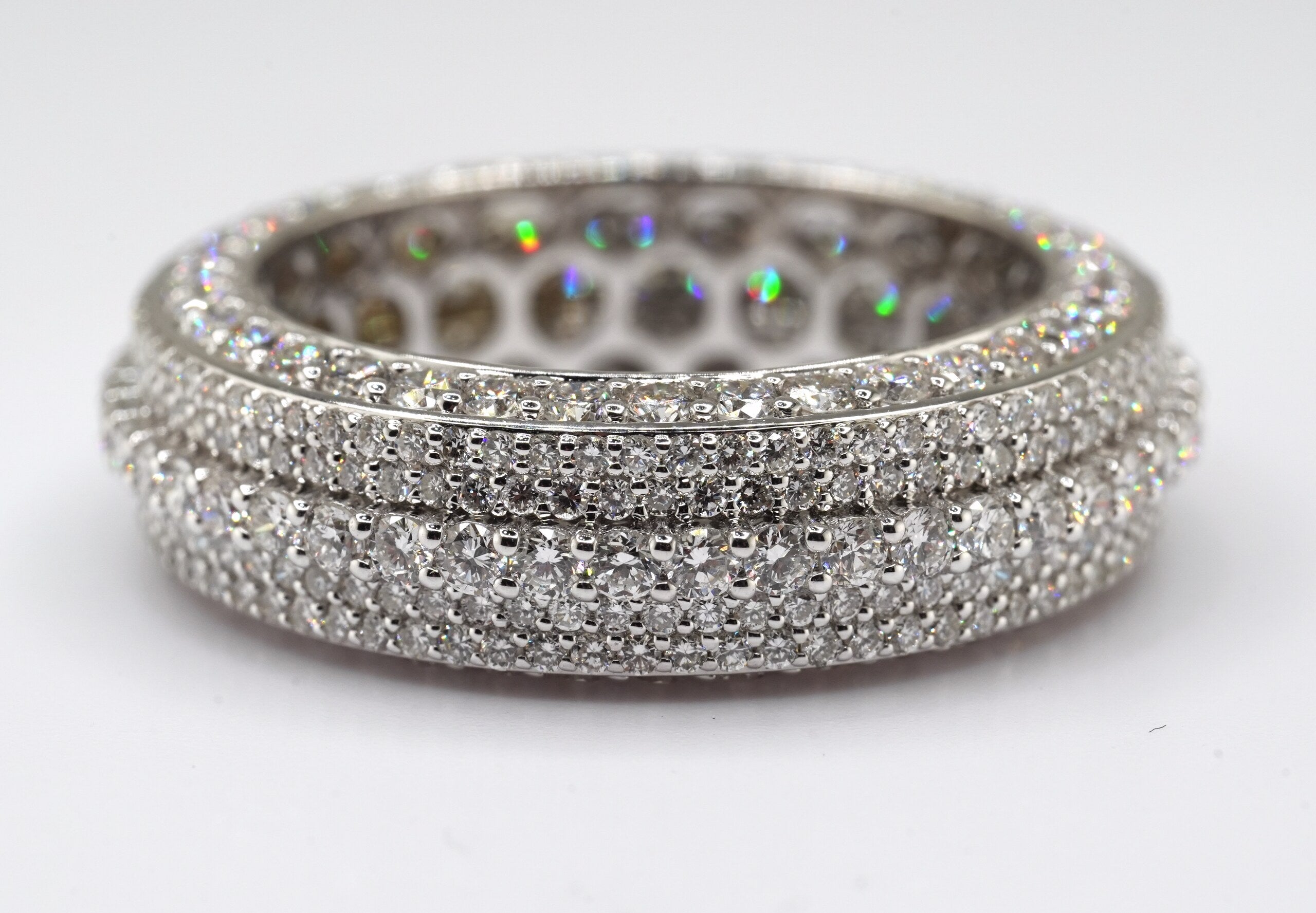 10K White Gold Lab Diamond Men's Fancy Band Ring