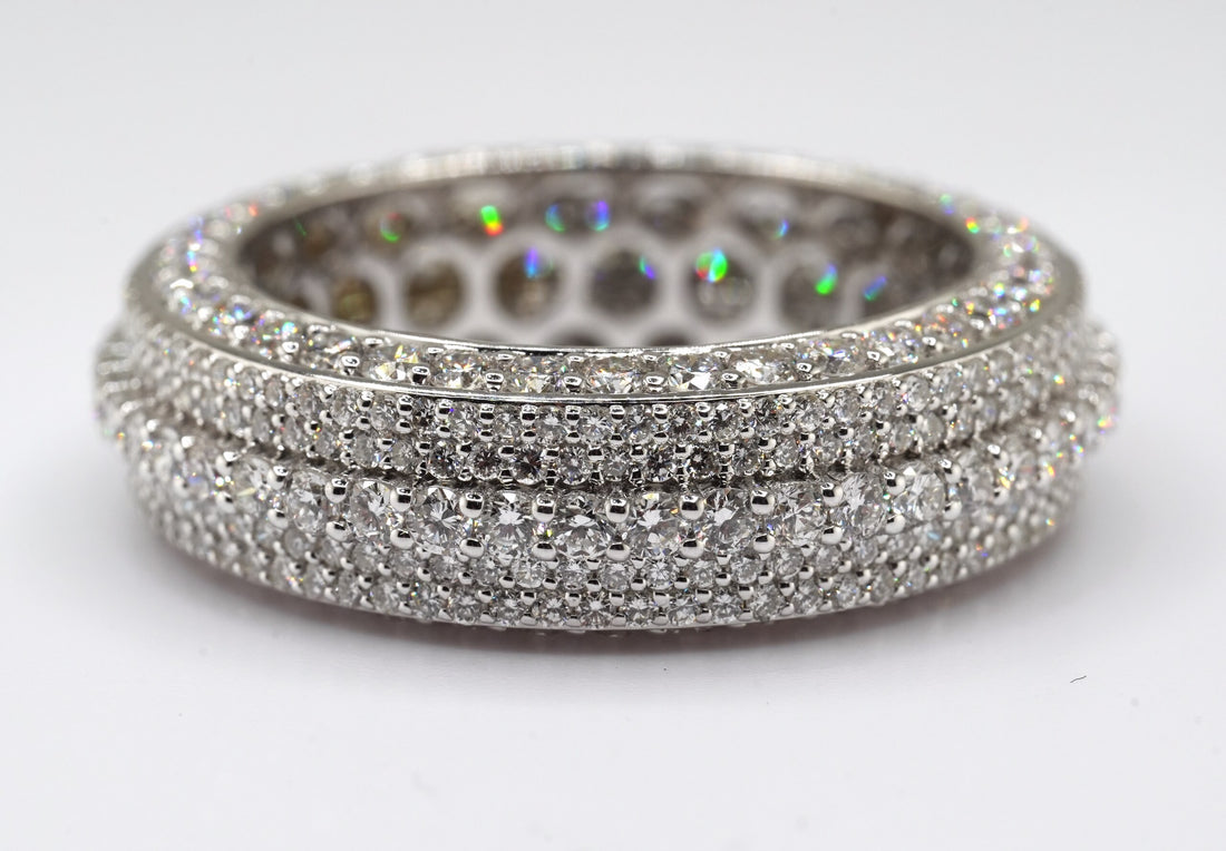 10K White Gold Lab Diamond Men's Fancy Band Ring