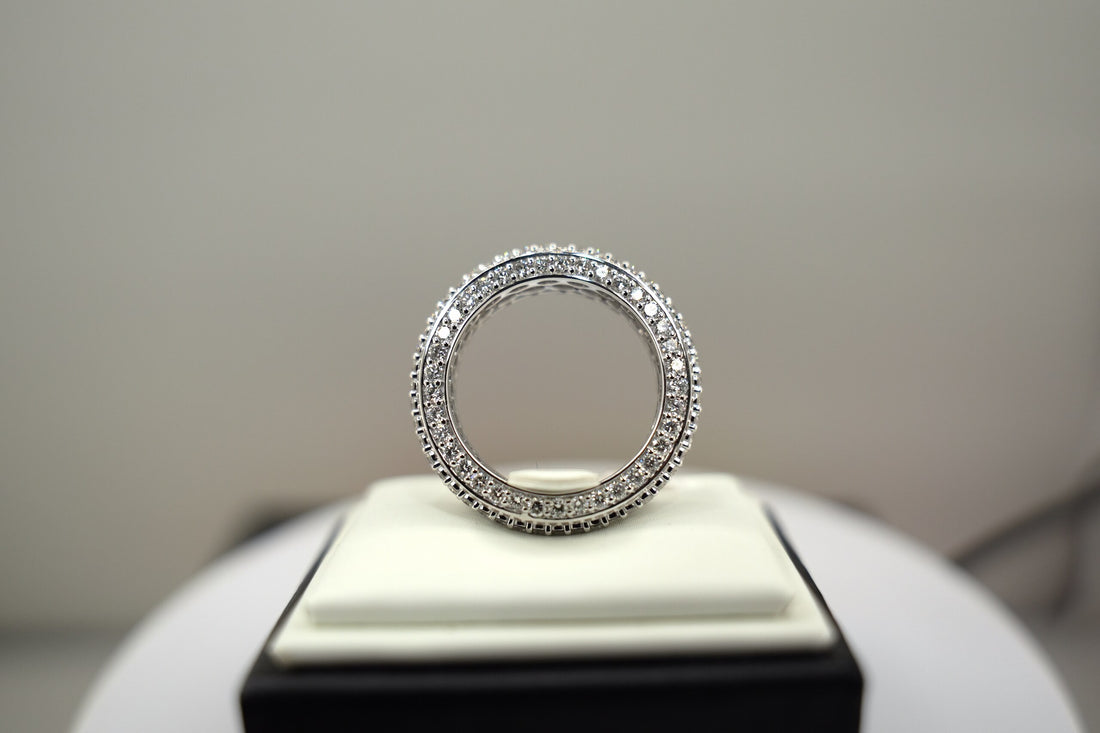 10K White Gold Lab Diamond Men's Fancy Band Ring