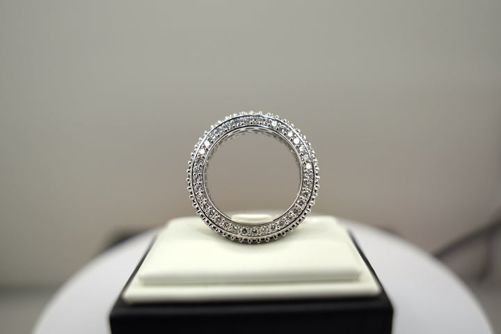 10K White Gold Lab Diamond Men's Fancy Band Ring