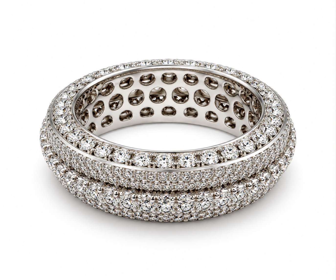 10K White Gold Lab Diamond Men's Fancy Band Ring